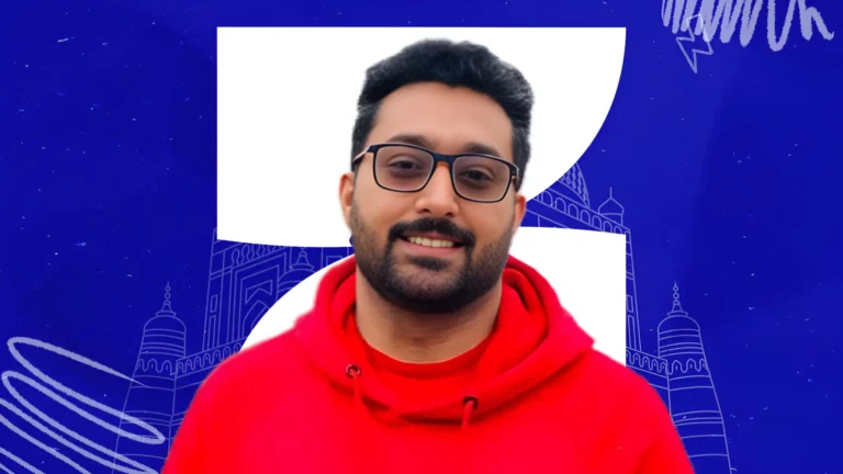 Shahrukh Nazar Malik in red hoodie against Zolix-themed blue and white backdrop