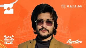 Hasaan Awan, Co-Founder and MD of Zolix, featured in an orange banner with branding from Steel Tech, Agritec, and H Art & Ads