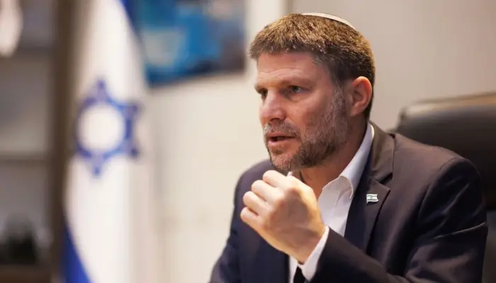 Israeli Finance Minister speaking during a press briefing after commenting that Hamas should be destroyed following hostages’ return.