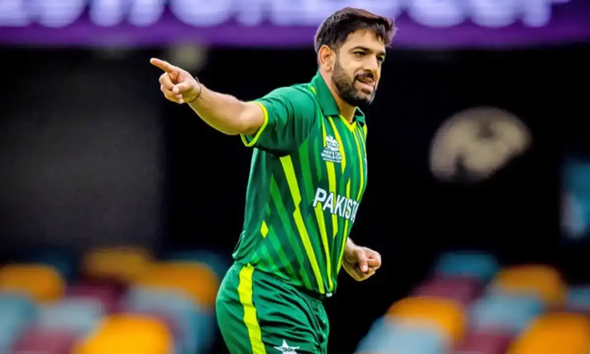 Pakistani fast bowler Haris Rauf in action during a T20 match, reportedly set to be dropped from the upcoming South Africa series.