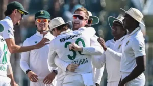 South African cricket players celebrating their Test match win against Pakistan, highlighting Kagiso Rabada Winning Test Match Against Pakistan