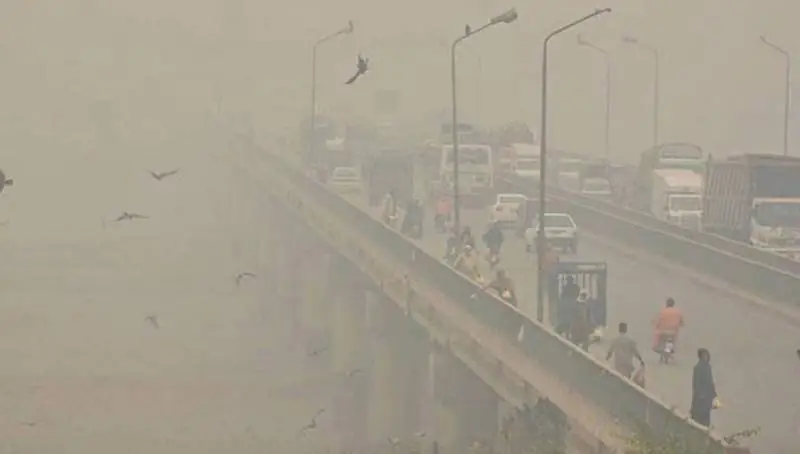 Heavy smog covering Lahore city showing poor air quality as it ranks the most polluted city in the world with 274 AQI