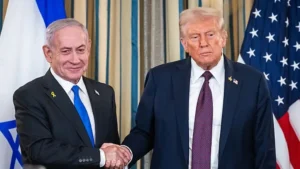 Israeli and U.S. leaders meet, symbolizing international efforts toward implementing the Gaza peace plan through the International Stabilizing Force.
