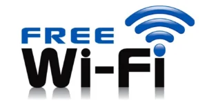 Free Wi Fi logo with blue wireless signal icon representing Islamabad Free Wi Fi project and public internet hotspots.