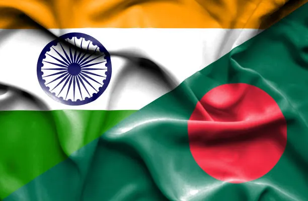 Bangladesh and India flags symbolizing visa restrictions and diplomatic tensions between the two countries