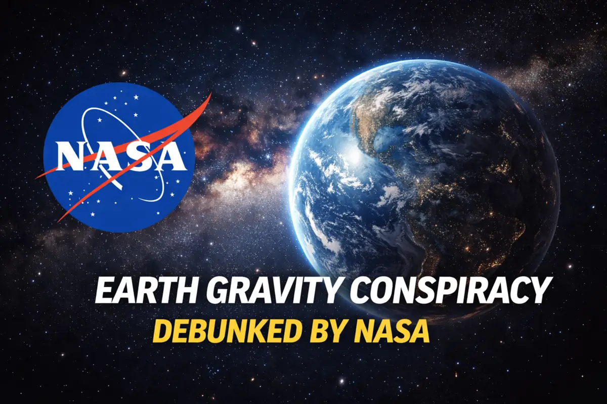 NASA debunks viral Earth gravity conspiracy as planet Earth is shown from space alongside the NASA logo