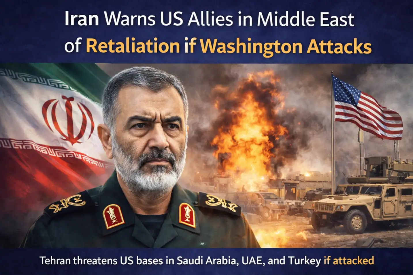 Iranian military official warns of retaliation as Iran threatens US bases in Saudi Arabia, UAE and Turkey amid rising tensions with Washington