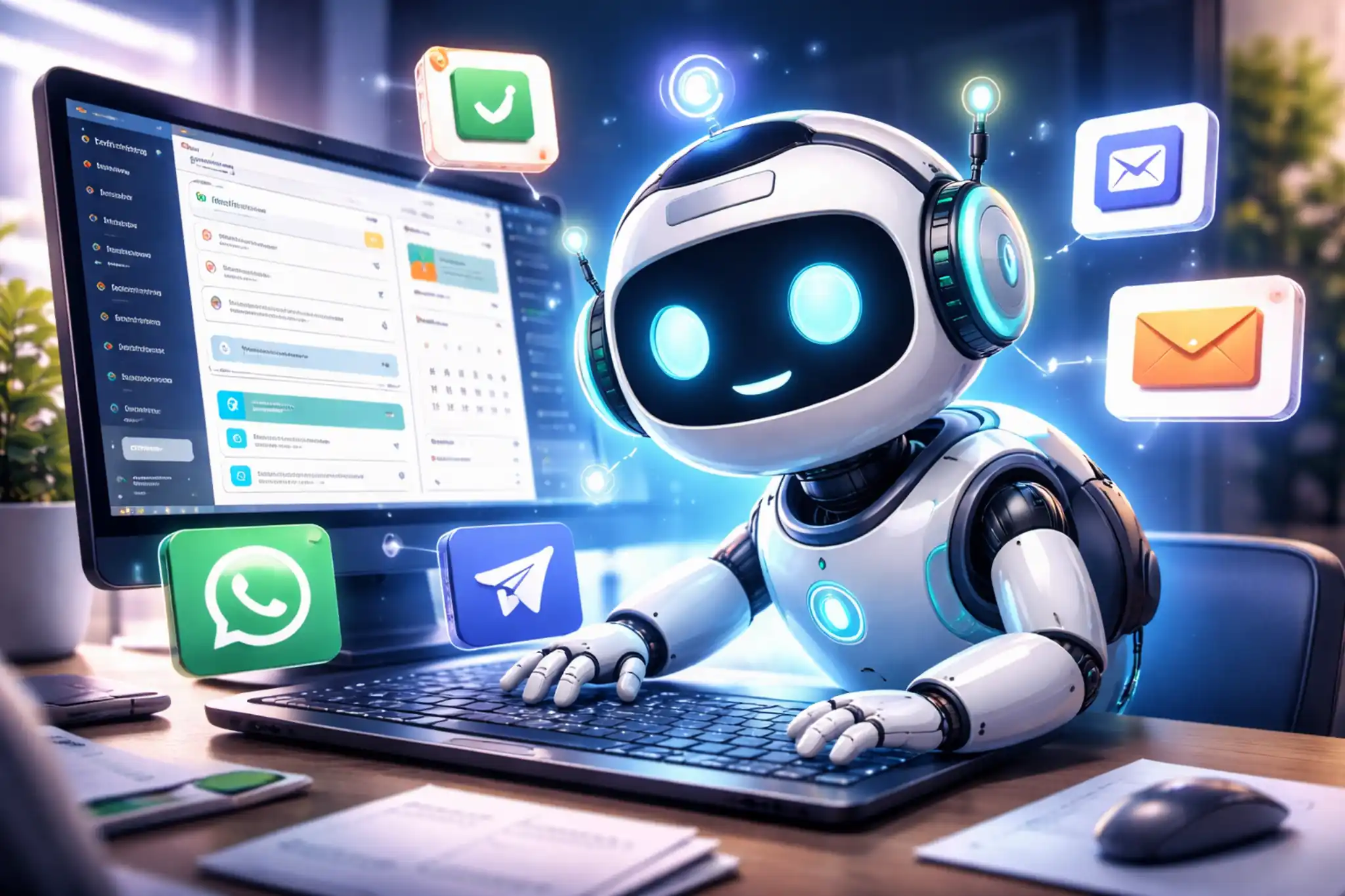 Moltbot AI assistant working across PC, managing messages, email, and productivity apps through a smart interface