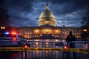 US Capitol building secured by police as government shutdown begins after Congress misses key vote