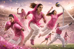 Pakistani women athletes participate in multiple sports highlighting empowerment, strength and athletic diversity