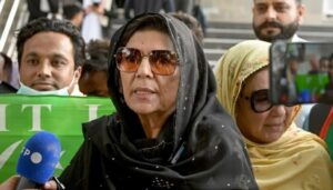 Aleema Khan talking to media about Basant celebrations in Lahore