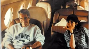 Jeffrey Epstein seated inside private jet cabin linked to Epstein Estate Settlement case