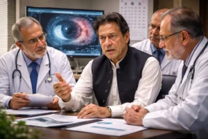 High-quality image of Imran medical review showing Imran Khan in consultation with medical doctors during examination