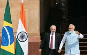 Indian Prime Minister Narendra Modi and Brazilian President Luiz Inacio Lula da Silva during India Brazil Talks in New Delhi