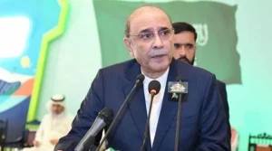 President Asif Ali Zardari addressing a public gathering in Karachi regarding Karachi improvement initiatives