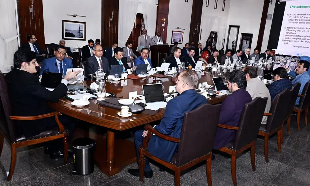 Sindh cabinet meeting discussing Karachi road repair funding and development projects