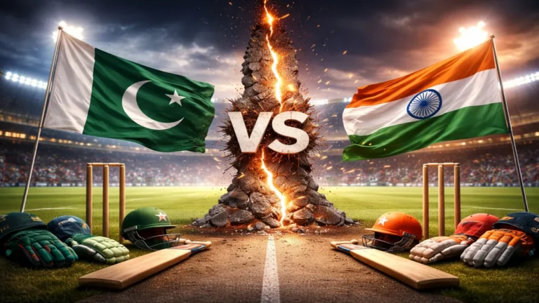 Pakistan and India flags facing off as Pakistan skips India match in T20 World Cup decision