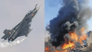 HAL Tejas fighter jet and crash scene representing Tejas aircraft crash investigation