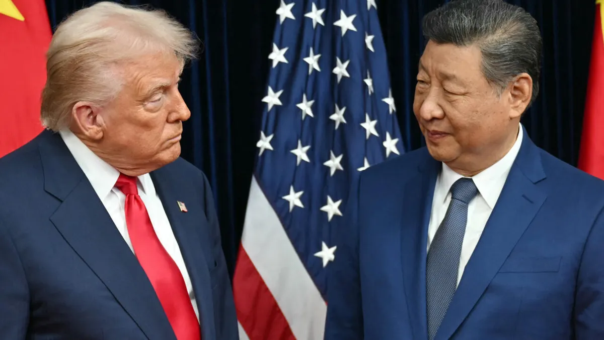 Donald Trump and Xi Jinping during meeting amid US China Tariffs tensions