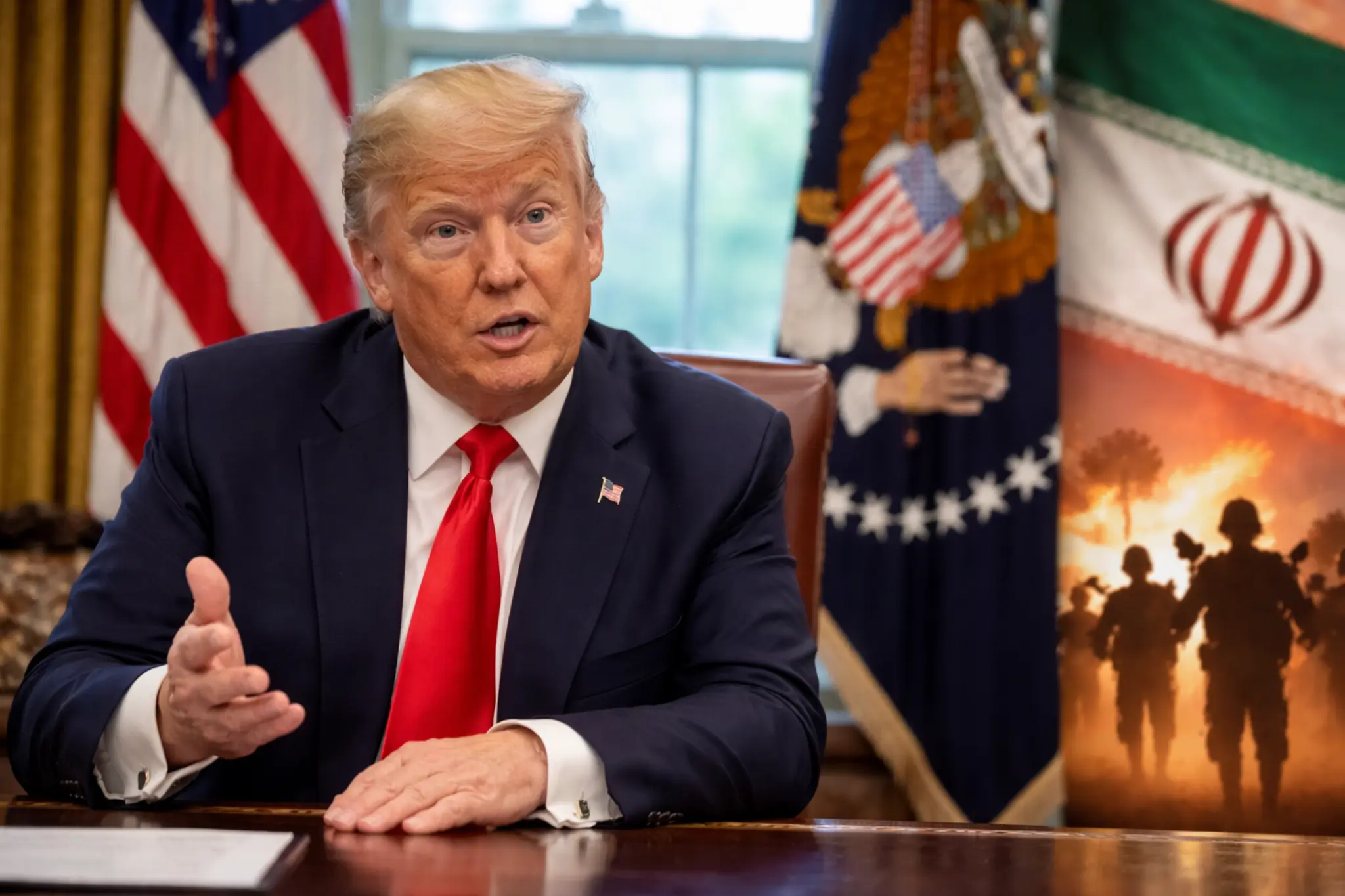 US President speaking during an official meeting on Iran deal amid regional conflict concerns