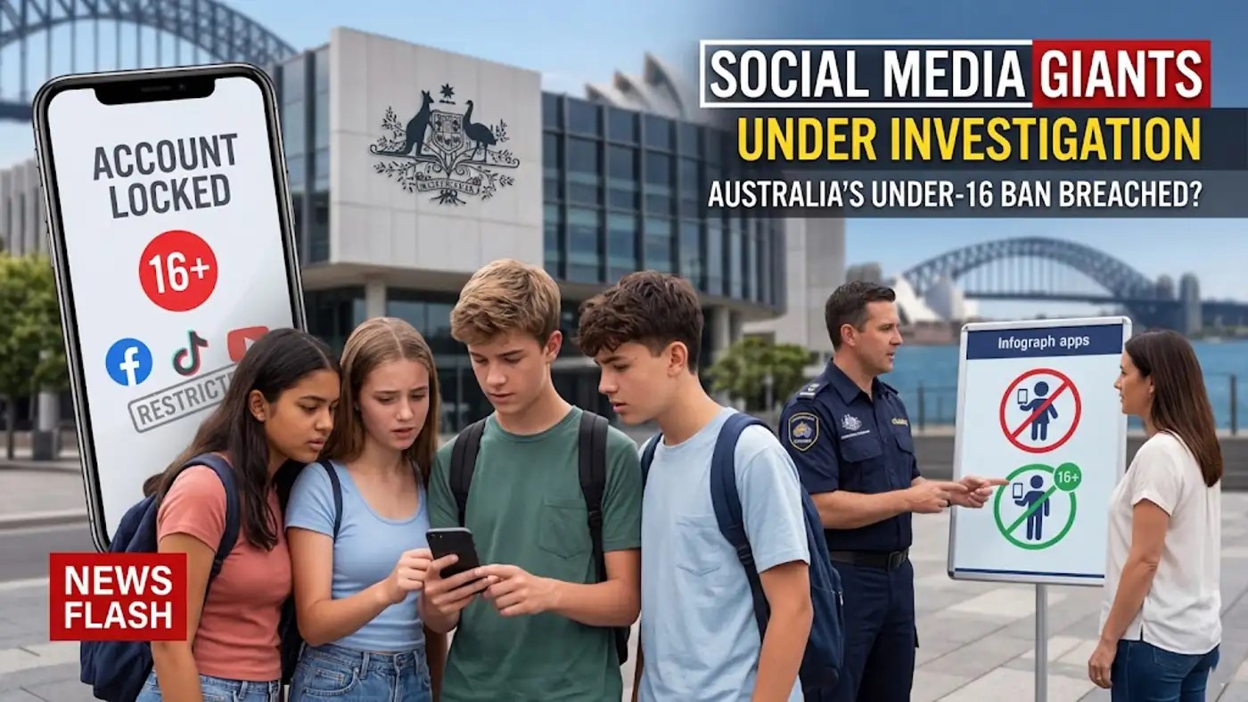 Australian authorities investigate social media platforms for breaching under-16 restrictions as teens use apps on smartphones