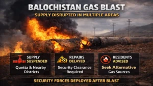 Gas pipeline explosion in Balochistan causes fire and supply disruption affecting Quetta and nearby districts