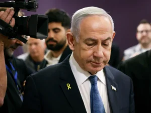 Benjamin Netanyahu during press appearance amid Israel Iran War and upcoming elections