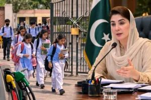 Students leaving school as Punjab government announces closure of educational institutions due to rising oil prices during Middle East crisis