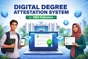 Students using digital attestation system by HEC Pakistan with blockchain based degree verification platform