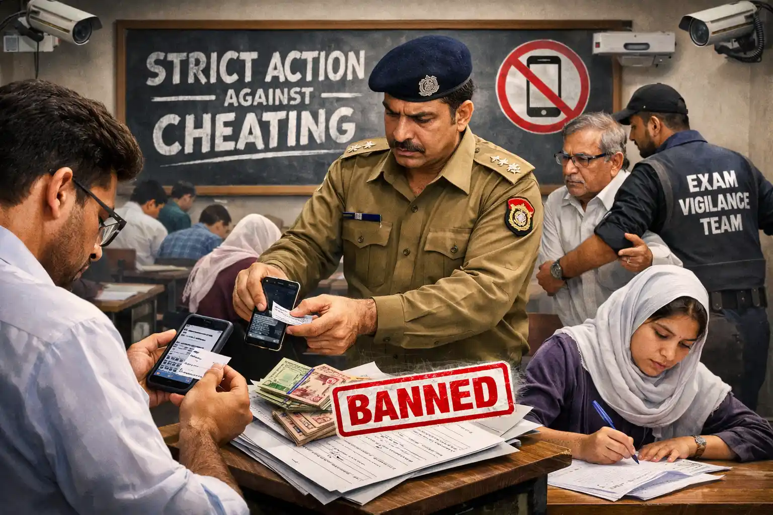 Student caught cheating during exam as strict exam cheating ban enforced in Sindh examination hall