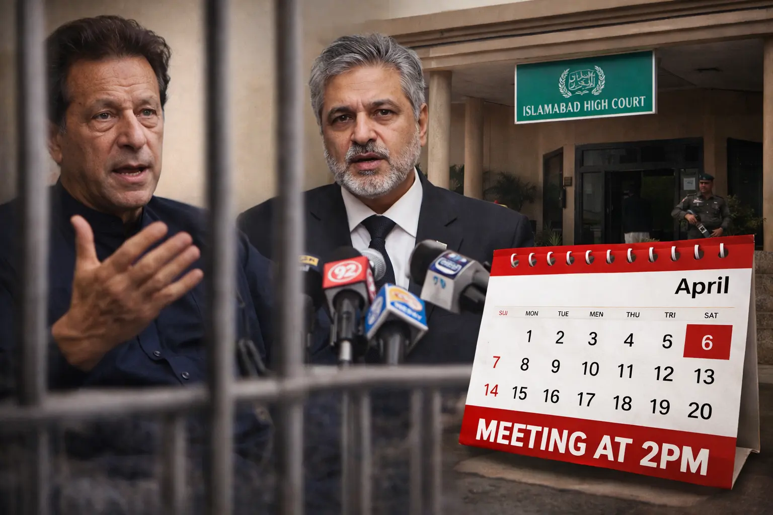 Imran Khan in jail meeting lawyer Salman Safdar with Islamabad High Court background and scheduled hearing