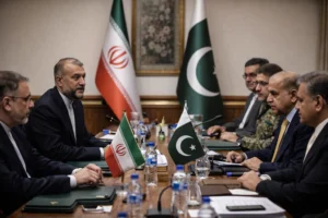 Iran and Pakistan officials meeting over Iran ceasefire response and regional conflict discussions