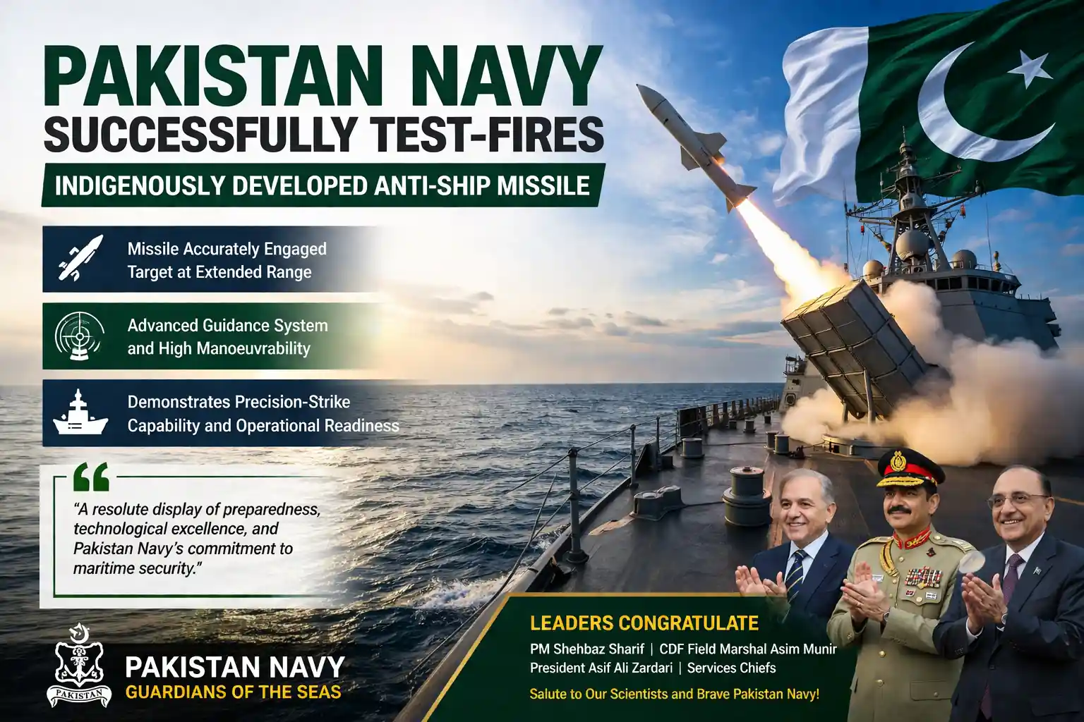 Pakistan Navy Missile Test Success