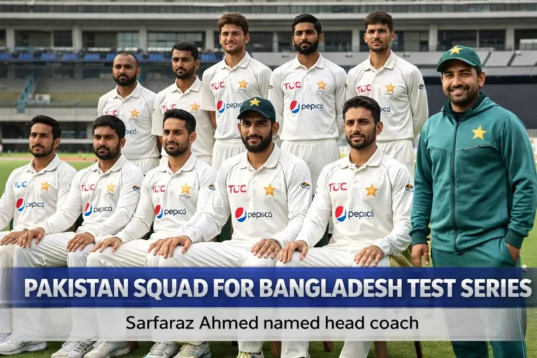 Pakistan squad posing in Test uniforms with Sarfaraz Ahmed as head coach ahead of Bangladesh Test series