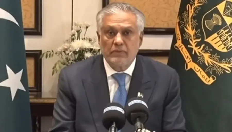 Ishaq Dar addressing media about US Iran ceasefire after Islamabad talks