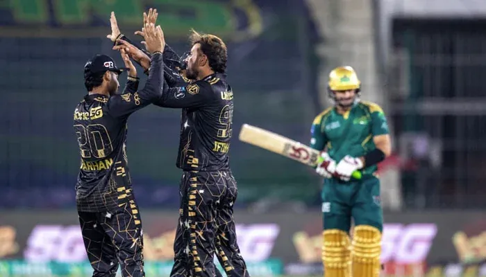 Peshawar Zalmi players celebrating wicket against Multan Sultans during Zalmi vs Sultans PSL 11 match