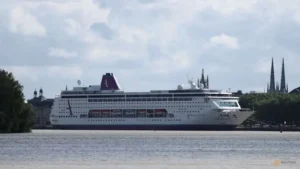Ambition cruise ship docked in Bordeaux after Cruise Ship Lockdown was lifted following a viral stomach outbreak