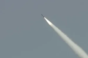 Fatah-4 Cruise Missile ascending during Pakistan missile test