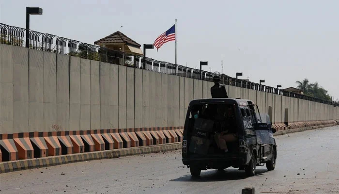 The US Peshawar Consulate building in Pakistan representing the phased closure of diplomatic operations.