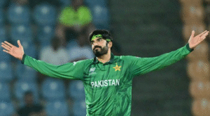 Pakistan mystery spinner Usman Tariq celebrating a wicket during his debut series before signing with Warwickshire for the Vitality Blast.