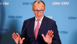 German Chancellor Friedrich Merz discussing NATO and US troop reductions in Germany.