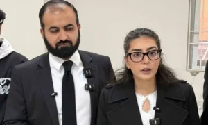 Iman Mazari and Hadi Ali Chattha during court proceedings related to Iman Mazari plea