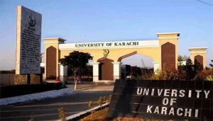 Main entrance of University of Karachi during the KU Exam Boycott and teachers protest over financial issues