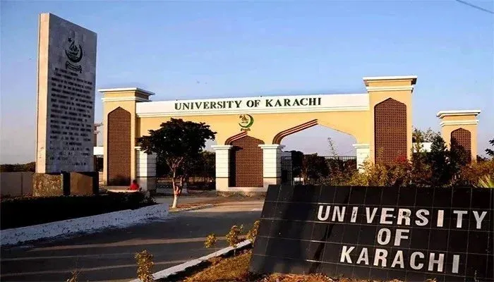 Main entrance of University of Karachi during the KU Exam Boycott and teachers protest over financial issues