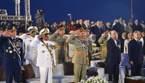 Pakistan leaders and military chiefs attending Marka-e-Haq ceremony in Islamabad