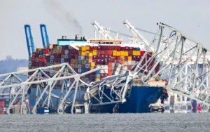 MV Dali cargo ship after Maryland bridge crash in Baltimore harbor