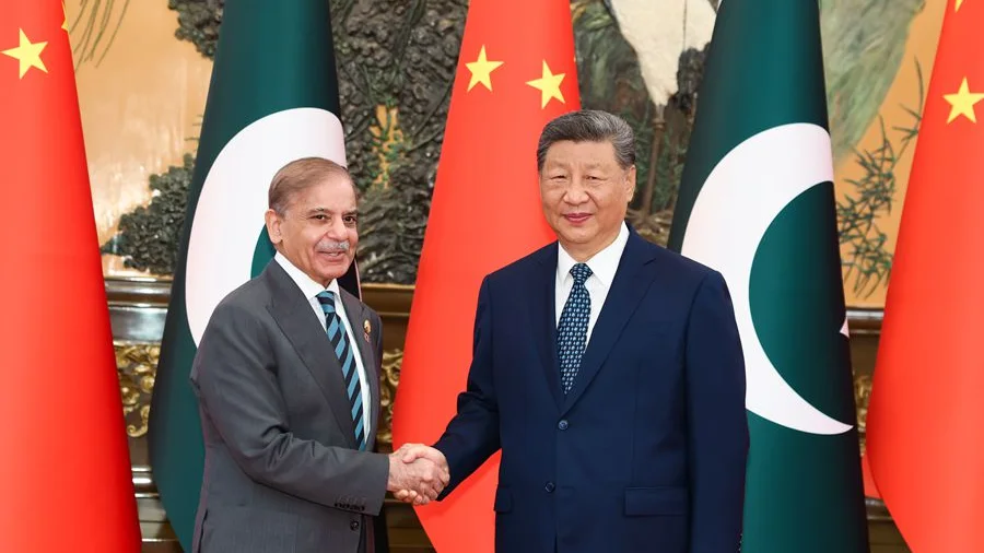 Prime Minister Shehbaz Sharif meeting Chinese President Xi Jinping during Pak China Ties event