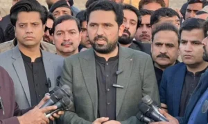 PTI leaders speaking to media after PTI Naqvi Meeting on KP security situation