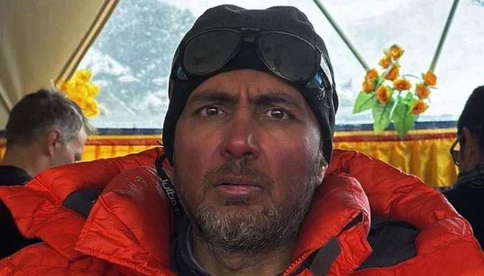 Pakistani climber Salman Ateeque after successfully summiting Mount Everest