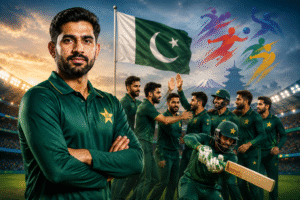 Sahibzada Farhan leading the Asian Games Squad Pakistan 2026 cricket team with selected players for the tournament in Japan.